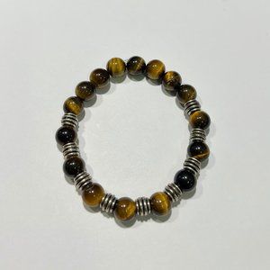 Men's Brown Tiger's Eye Beaded Bracelet